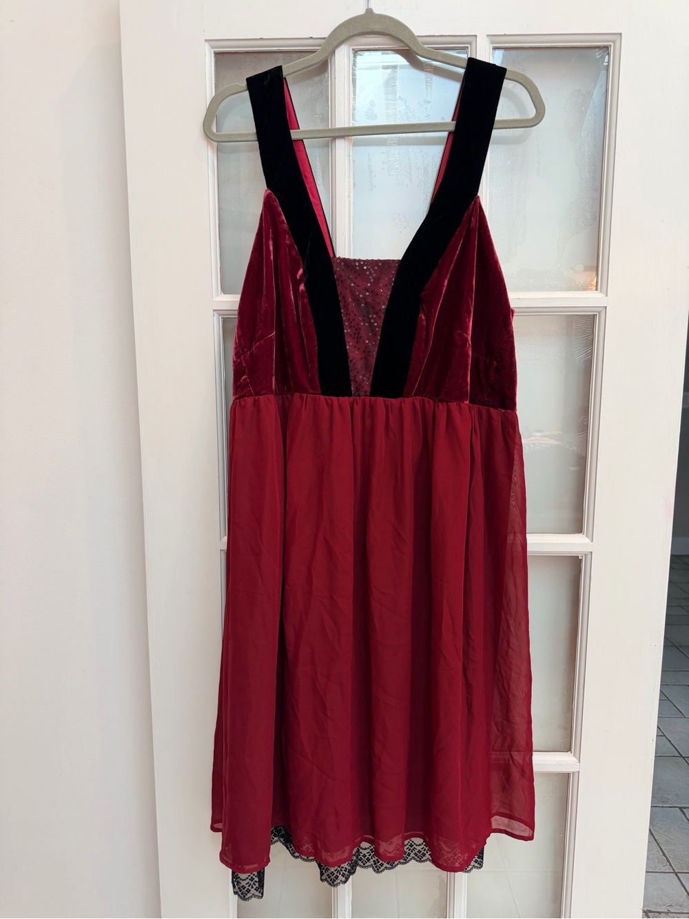 Vintage Torrid Y2K Whimsigoth Burgundy Velvet & Chiffon Dress Plus Size 22 NWT
